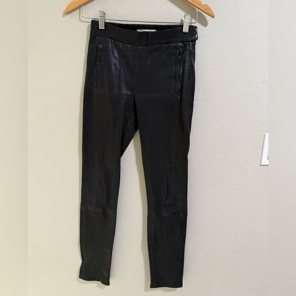 J Brand Black Lambskin Leather Skinny Pants Size 2